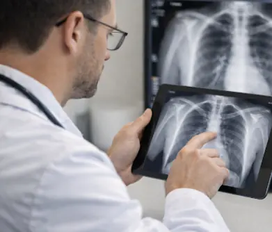 Doctor revisando una radiografía